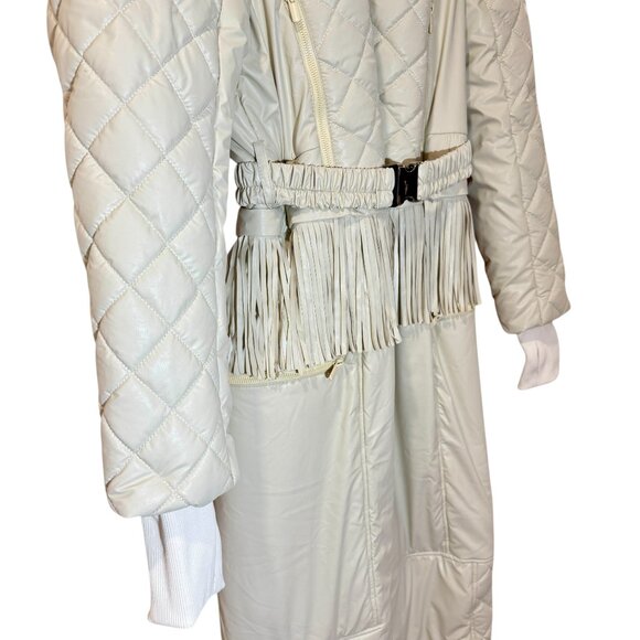 Upwear & Suits Cream Quilted Faux Leather Fringe Ski Snow Suit, Jumpsuit - Picture 8 of 11